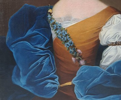 Ecole Du XVIIIème Siècle, Portrait De Dame à la robe bleue Signé Au Dos Hubart 1741