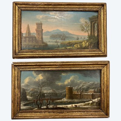 Charles Léopold Grevenbroeck (1730-1759) Pair of Oil Paintings on Copper 18th Century