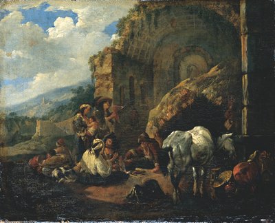 Johann Heinrich Roos (1631-1685), Die Wahrsagerin in den römischen Ruinen