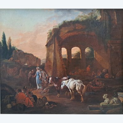 Johann Heinrich Roos (1631-1685), Die Wahrsagerin in den römischen Ruinen