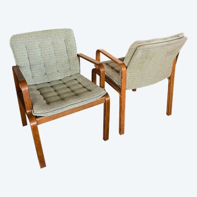 Lot Paire De Fauteuils Vintage