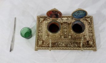  Gilded bronze inkwell, in the Renaissance style - Late 19th century