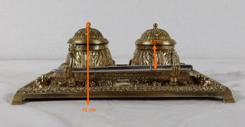  Gilded bronze inkwell, in the Renaissance style - Late 19th century
