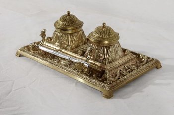  Gilded bronze inkwell, in the Renaissance style - Late 19th century