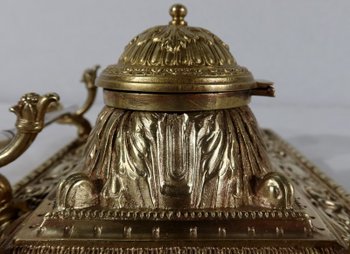  Gilded bronze inkwell, in the Renaissance style - Late 19th century