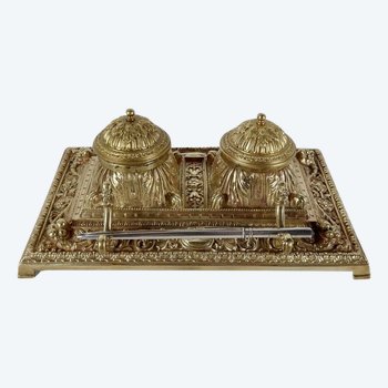  Gilded bronze inkwell, in the Renaissance style - Late 19th century