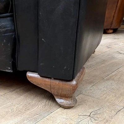 Canapé Chesterfield Ancien En Cuir Noir