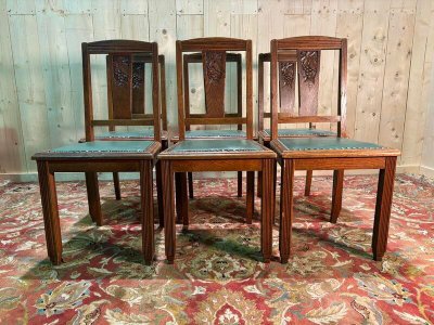 Reihe von 6 Art Deco -Stühlen