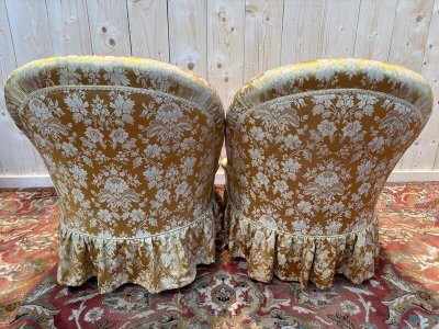 Paire de fauteuils crapaud 