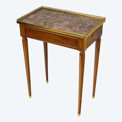 Isac Simon Rebour Kleiner Couchtisch aus Mahagoni und Marmor im Louis XVI-Stil, ca. 1780-1790
