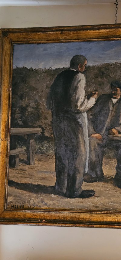 Wichtiges Öl auf Leinwand „Das Rendezvous“ 1923 H.Olive