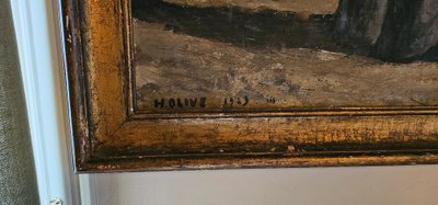 Wichtiges Öl auf Leinwand „Das Rendezvous“ 1923 H.Olive