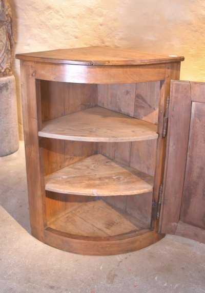 Curved walnut corner cupboard