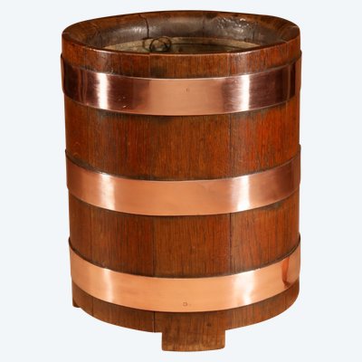 Jardinière/refroidisseur à vin Art Déco en chêne et cuivre.