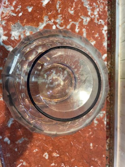 Bohemian and brass crystal vase