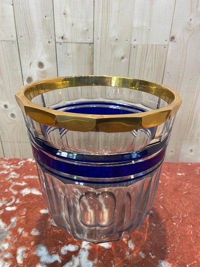 Bohemian and brass crystal vase