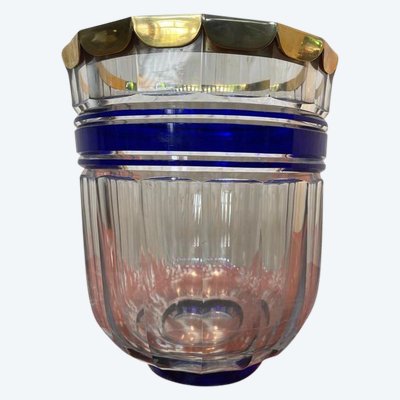 Bohemian and brass crystal vase