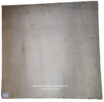 Carton de tapisserie: médaillon fleuri avec ruban