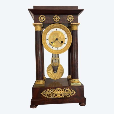 Empire mahogany portico clock