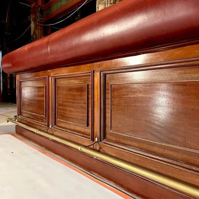 Mobile bar in mogano massello con finiture in ottone e marmo