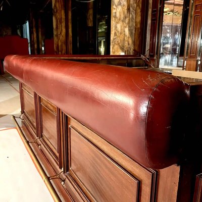 Mobile bar in mogano massello con finiture in ottone e marmo