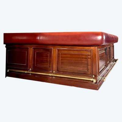 Mobile bar in mogano massello con finiture in ottone e marmo