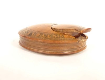 Linsenförmige Schnupftabakdose Buchsbaum Stein Raye Sellier Vieillevigne 1868 19. Jahrhundert