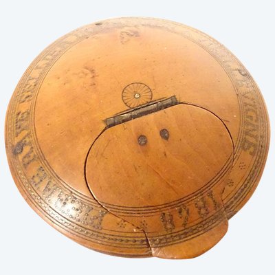 Linsenförmige Schnupftabakdose Buchsbaum Stein Raye Sellier Vieillevigne 1868 19. Jahrhundert