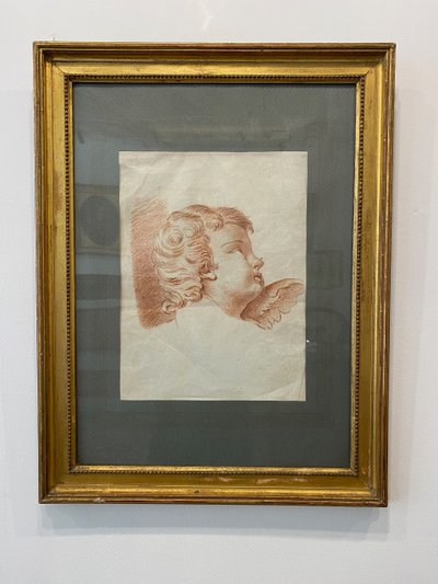  Tête d’ange,  Sanguine,  XVIIIe 