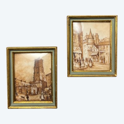 Paire de miniatures, Paris, XIXe siècle 