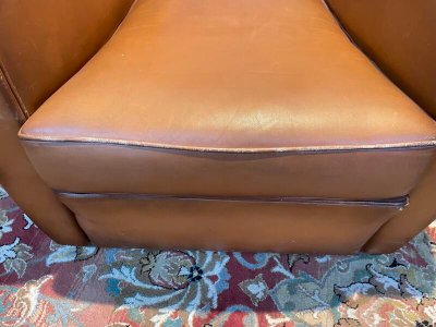 Paar Art Deco Leder Club Sessel