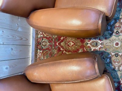 Paar Art Deco Leder Club Sessel