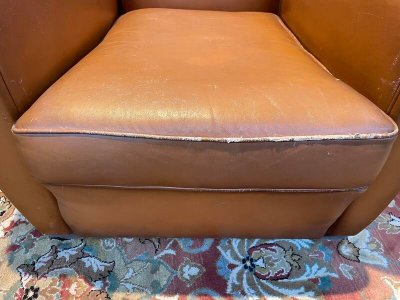 Paar Art Deco Leder Club Sessel