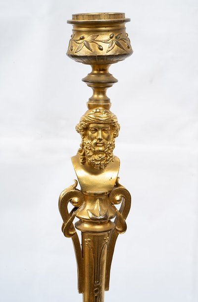 Pair of antique candlesticks signed "Barbedienne". France 19th century.