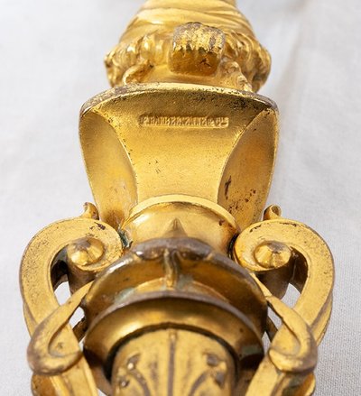 Pair of antique candlesticks signed "Barbedienne". France 19th century.