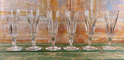 6 Baccarat crystal champagne flutes, Polignac model
