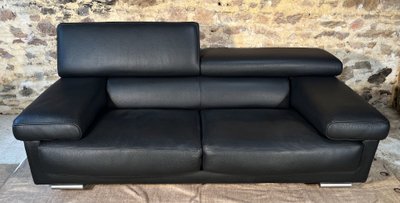 ROCHE BOBOIS Black leather sofa ULTIMATE model