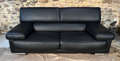 ROCHE BOBOIS Black leather sofa ULTIMATE model