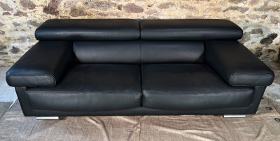 ROCHE BOBOIS Black leather sofa ULTIMATE model