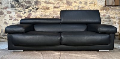 ROCHE BOBOIS Black leather sofa ULTIMATE model