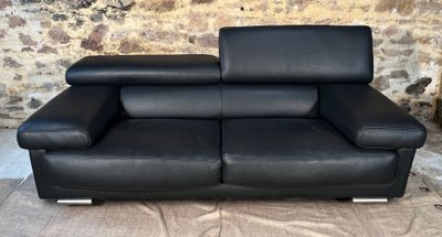 ROCHE BOBOIS Black leather sofa ULTIMATE model