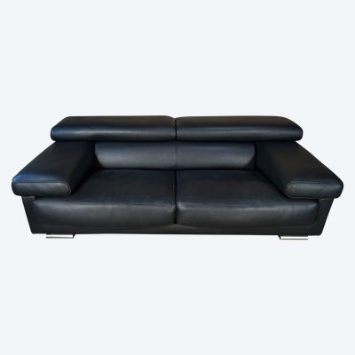 ROCHE BOBOIS Black leather sofa ULTIMATE model
