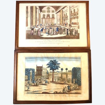 Deux vues d'optique, Purim et Jeu de Bague, XVIIIème siècle
