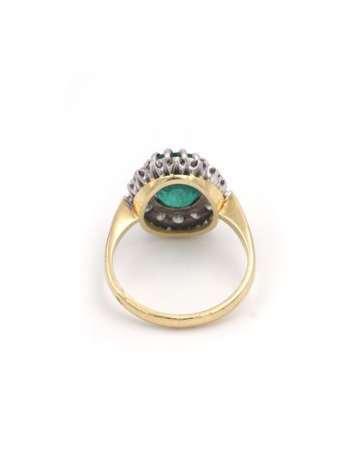 Smaragd-Diamantring 2,61 Karat in 18 Karat Gold, Diamanten im Brillantschliff, Vintage, Sambia