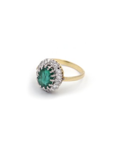 Smaragd-Diamantring 2,61 Karat in 18 Karat Gold, Diamanten im Brillantschliff, Vintage, Sambia