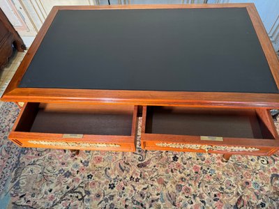 Scrivania Napoleone 3 in mogano e bronzo 