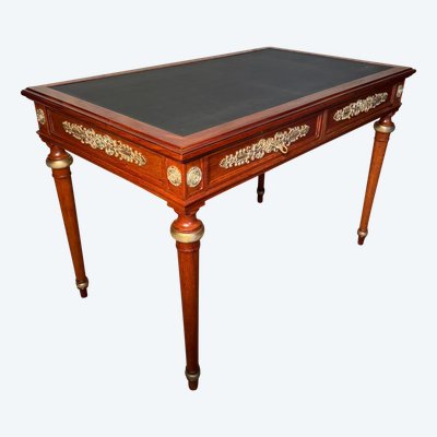 Scrivania Napoleone 3 in mogano e bronzo 