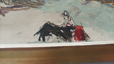 Michel Henry (1928-2016) Tableau huile sur toile "Toros a Pedraza"