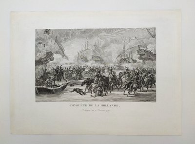 Conquête De La Hollande Bataille Navale Gravure Ancienne 19ème