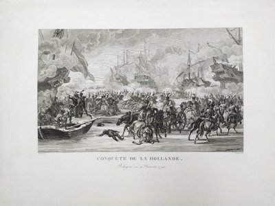 Conquête De La Hollande Bataille Navale Gravure Ancienne 19ème